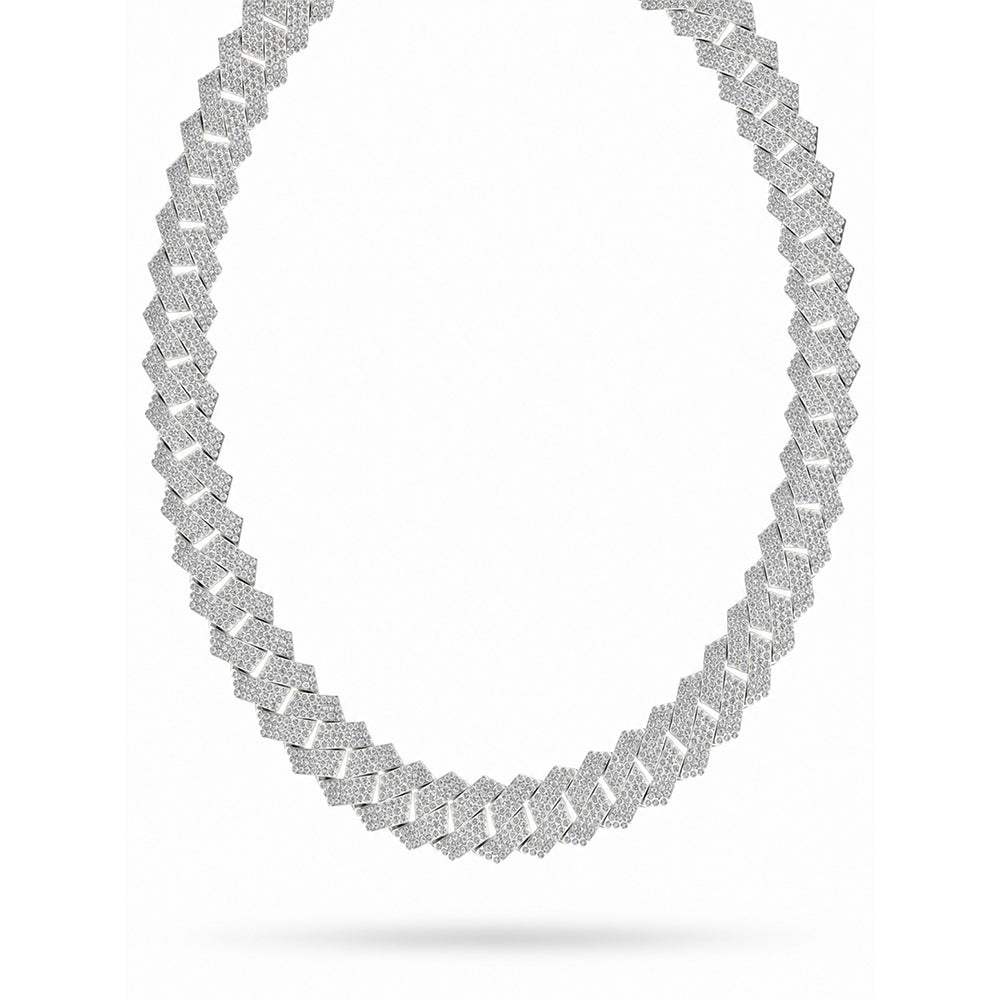 17mm Moissanite Diamond Iced Three Row Cuban Link Chain - 4.5MM