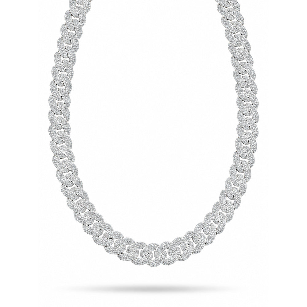 17mm Moissanite Diamond Iced Three Row Cuban Link Chain - 4.5MM