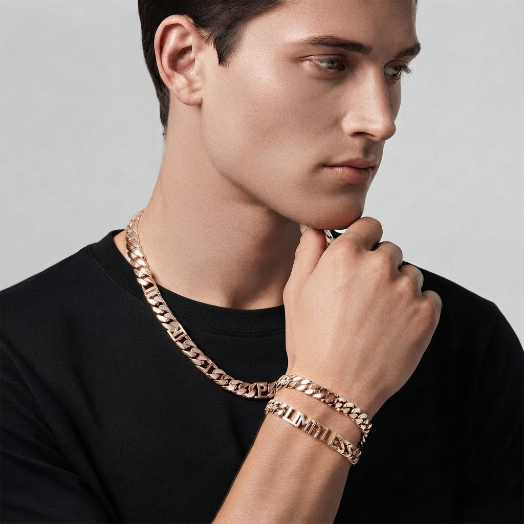 17MM Moissanite Diamond Iced Wheat Link Chain - Interwoven Rope & Greek Letter Accent Pattern