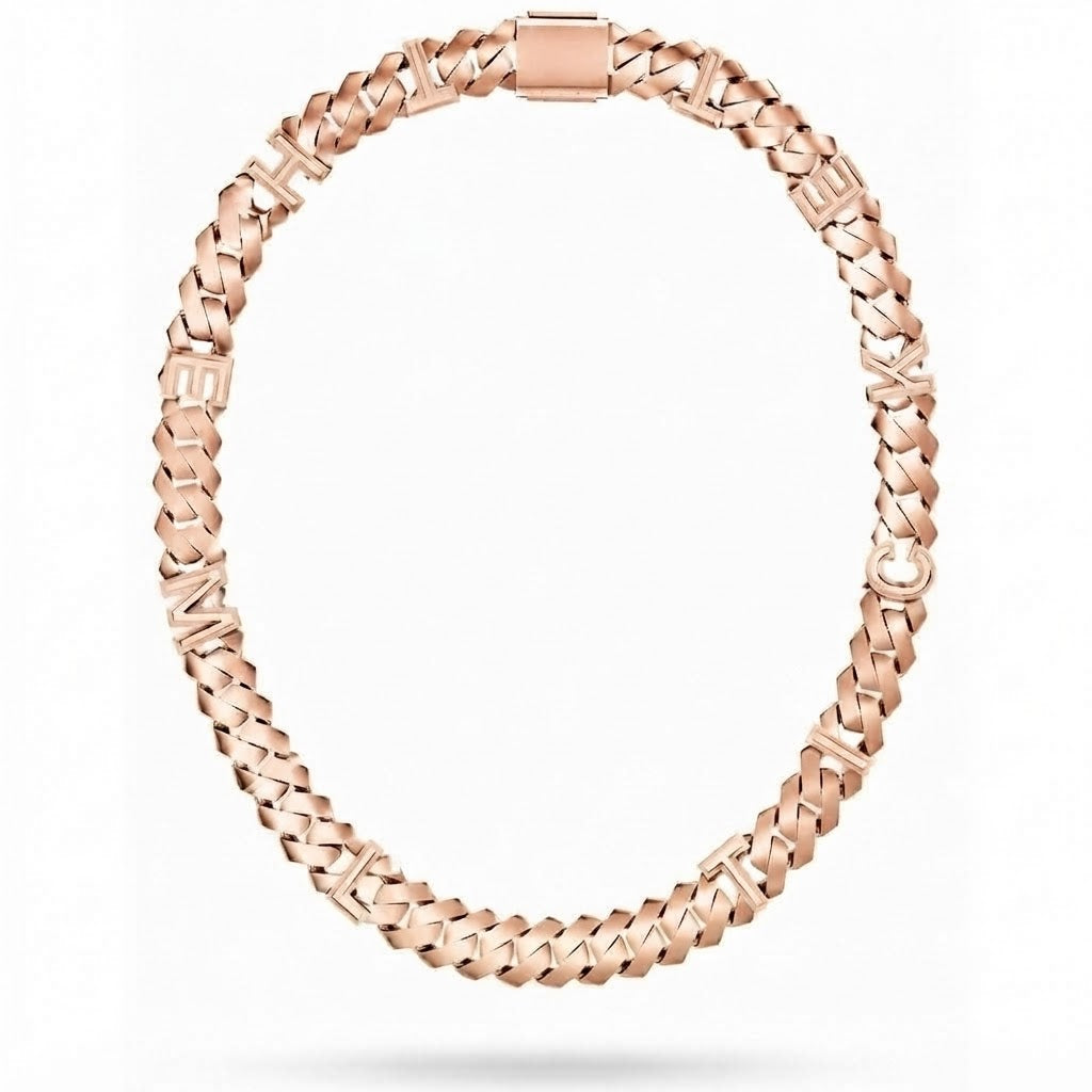 17MM Moissanite Diamond Iced Wheat Link Chain - Interwoven Rope & Greek Letter Accent Pattern