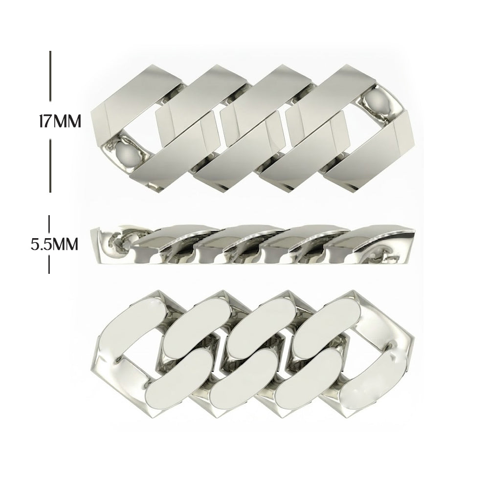 17MM Moissanite Diamond Iced Wheat Link Chain - Interwoven Rope & Greek Letter Accent Pattern