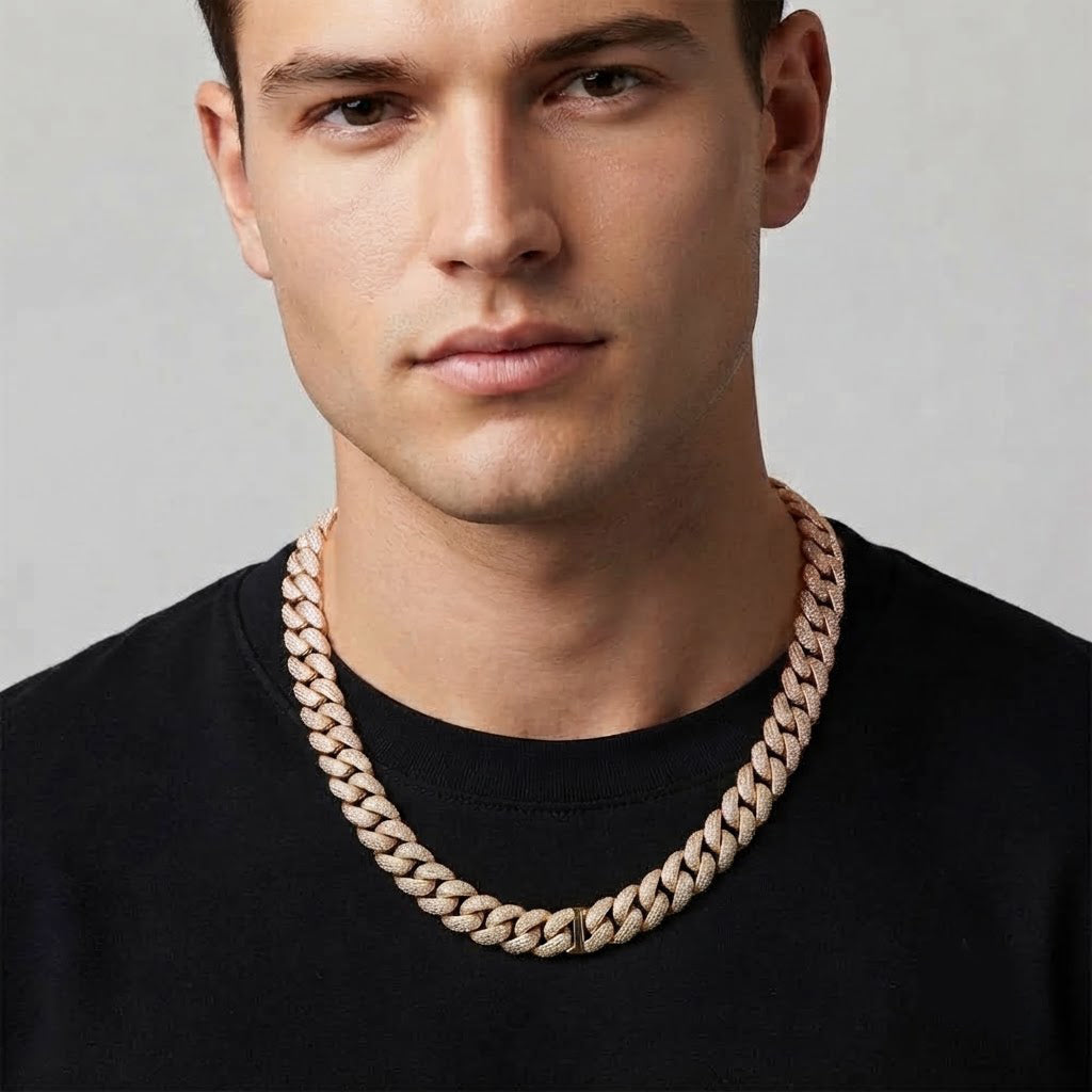 18MM Full Iced Miami Cuban Link Chain – 4.2MM Thick Pavé Curb Link Pattern