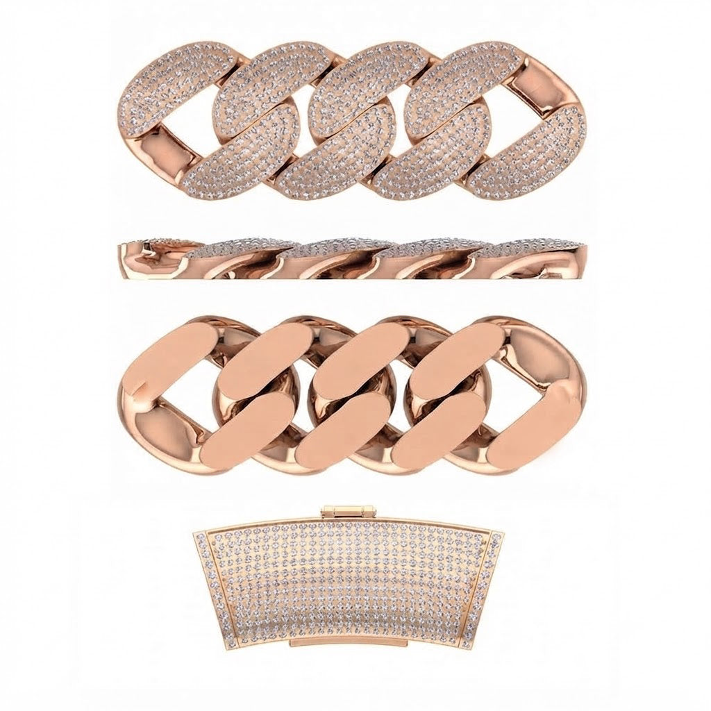18MM Full Iced Miami Cuban Link Chain – 4.2MM Thick Pavé Curb Link Pattern