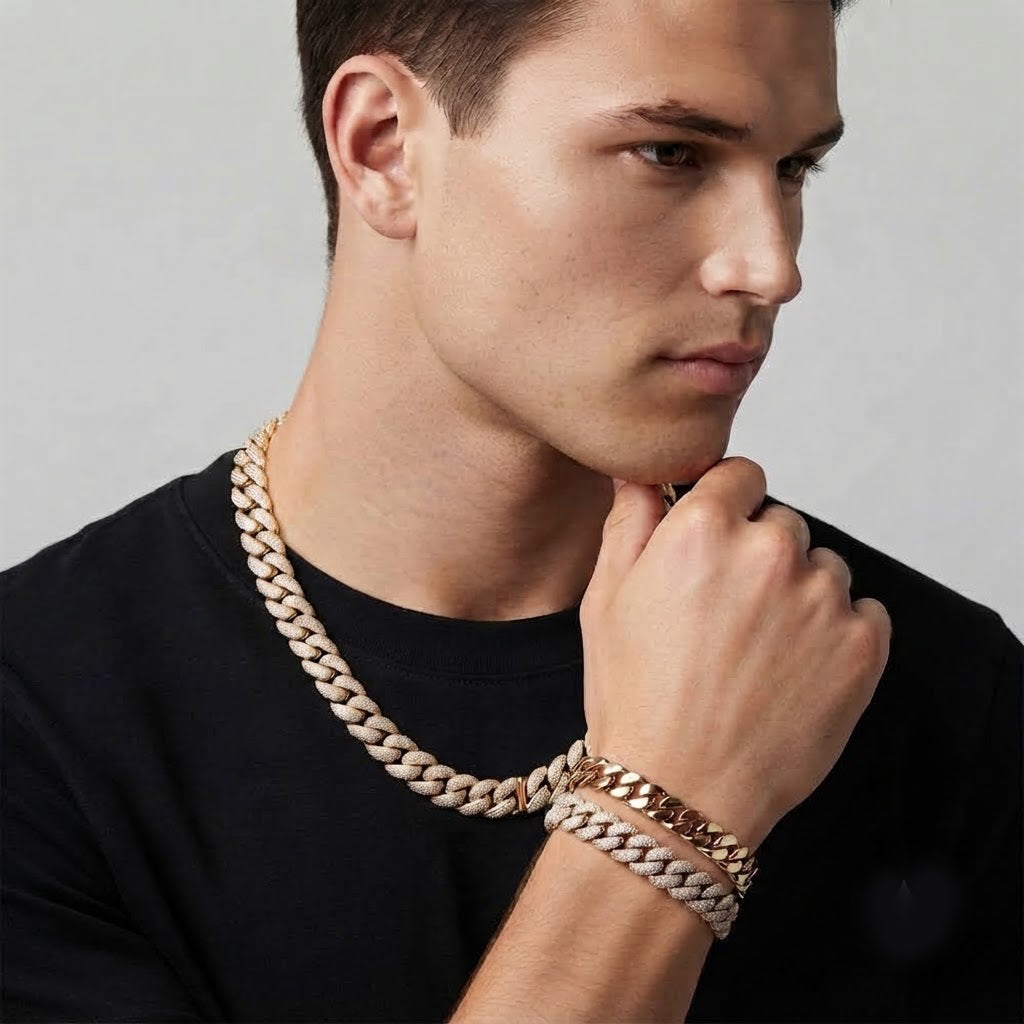 18MM Full Iced Miami Cuban Link Chain – 4.2MM Thick Pavé Curb Link Pattern