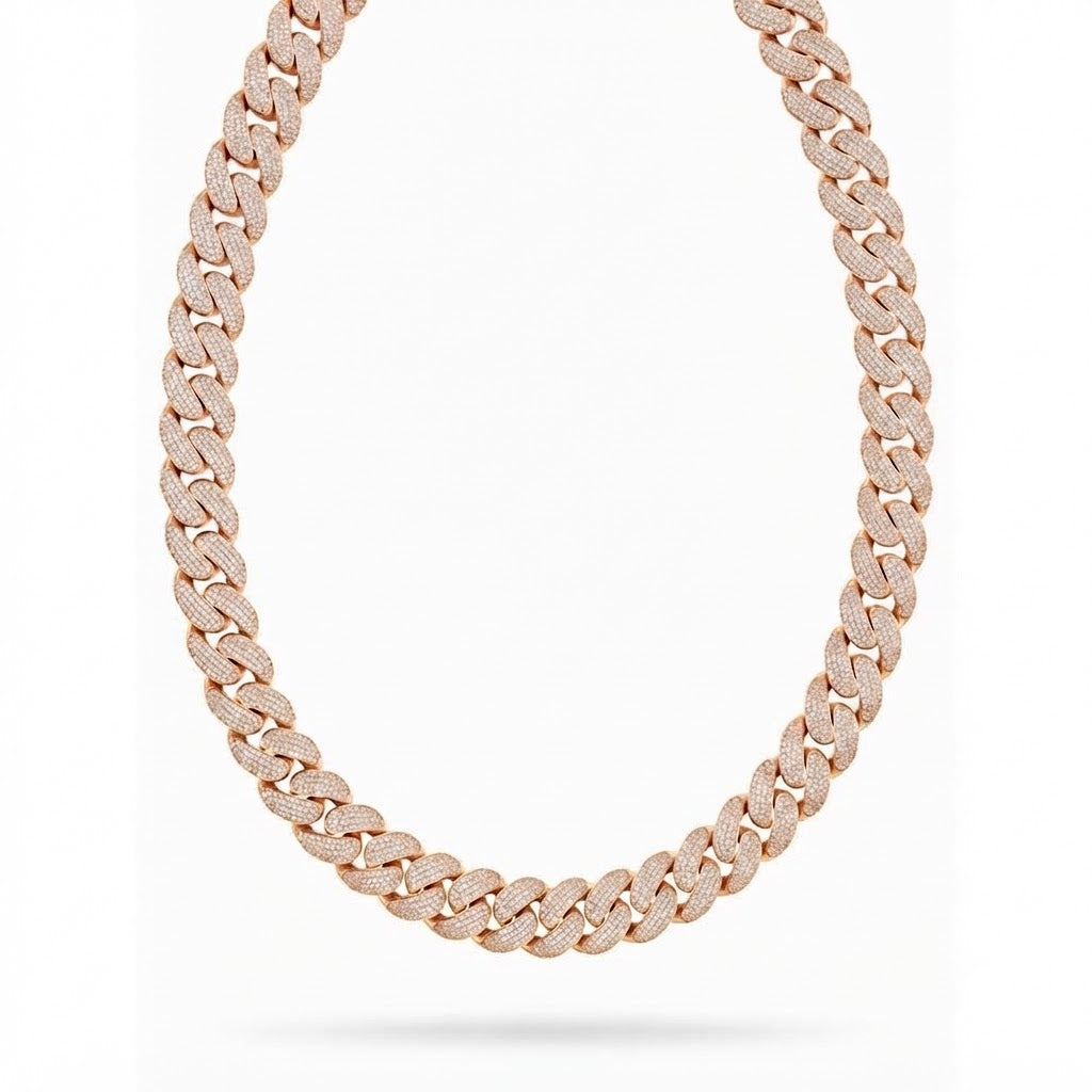 18MM Full Iced Miami Cuban Link Chain – 4.2MM Thick Pavé Curb Link Pattern