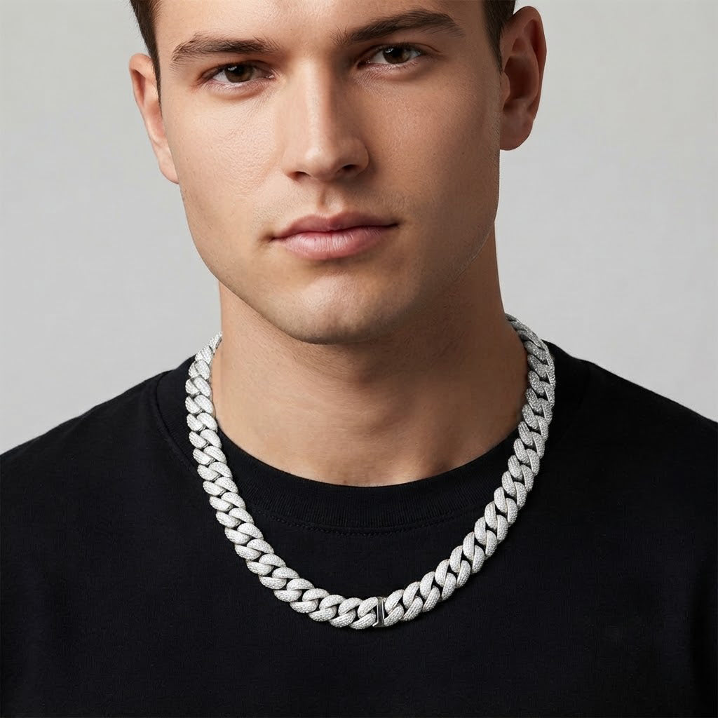 18MM Full Iced Miami Cuban Link Chain – 4.2MM Thick Pavé Curb Link Pattern