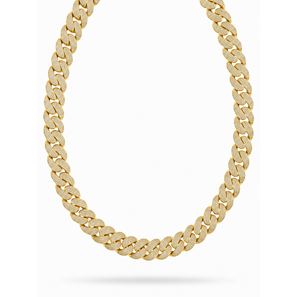 18MM Full Iced Miami Cuban Link Chain – 4.2MM Thick Pavé Curb Link Pattern