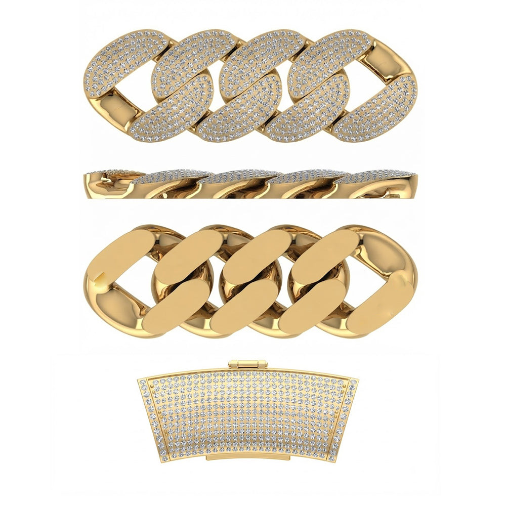 18MM Full Iced Miami Cuban Link Chain – 4.2MM Thick Pavé Curb Link Pattern