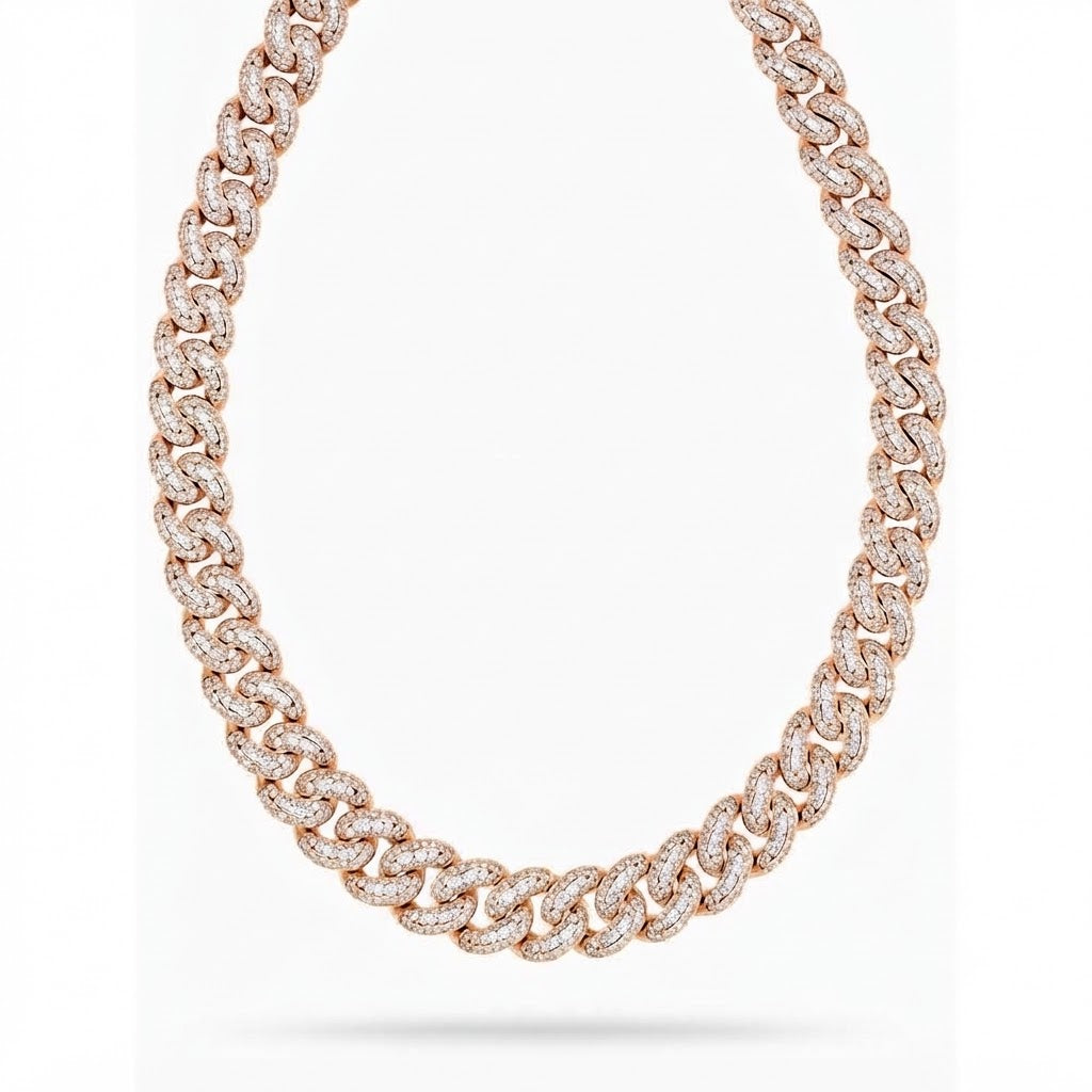 18MM Iced Miami Cuban Link Chain – 4.2MM Full Pavé Curb Link Pattern