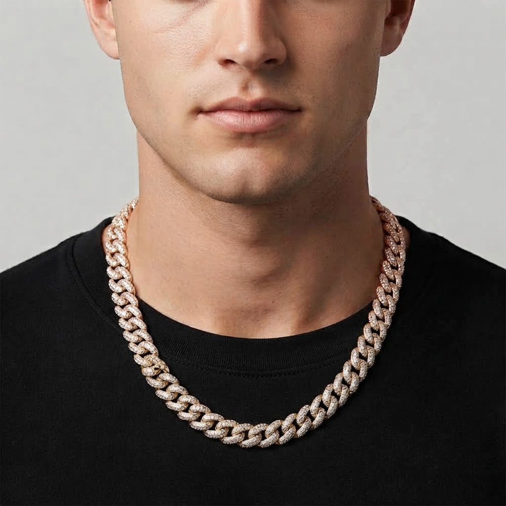 18MM Iced Miami Cuban Link Chain – 4.2MM Full Pavé Curb Link Pattern