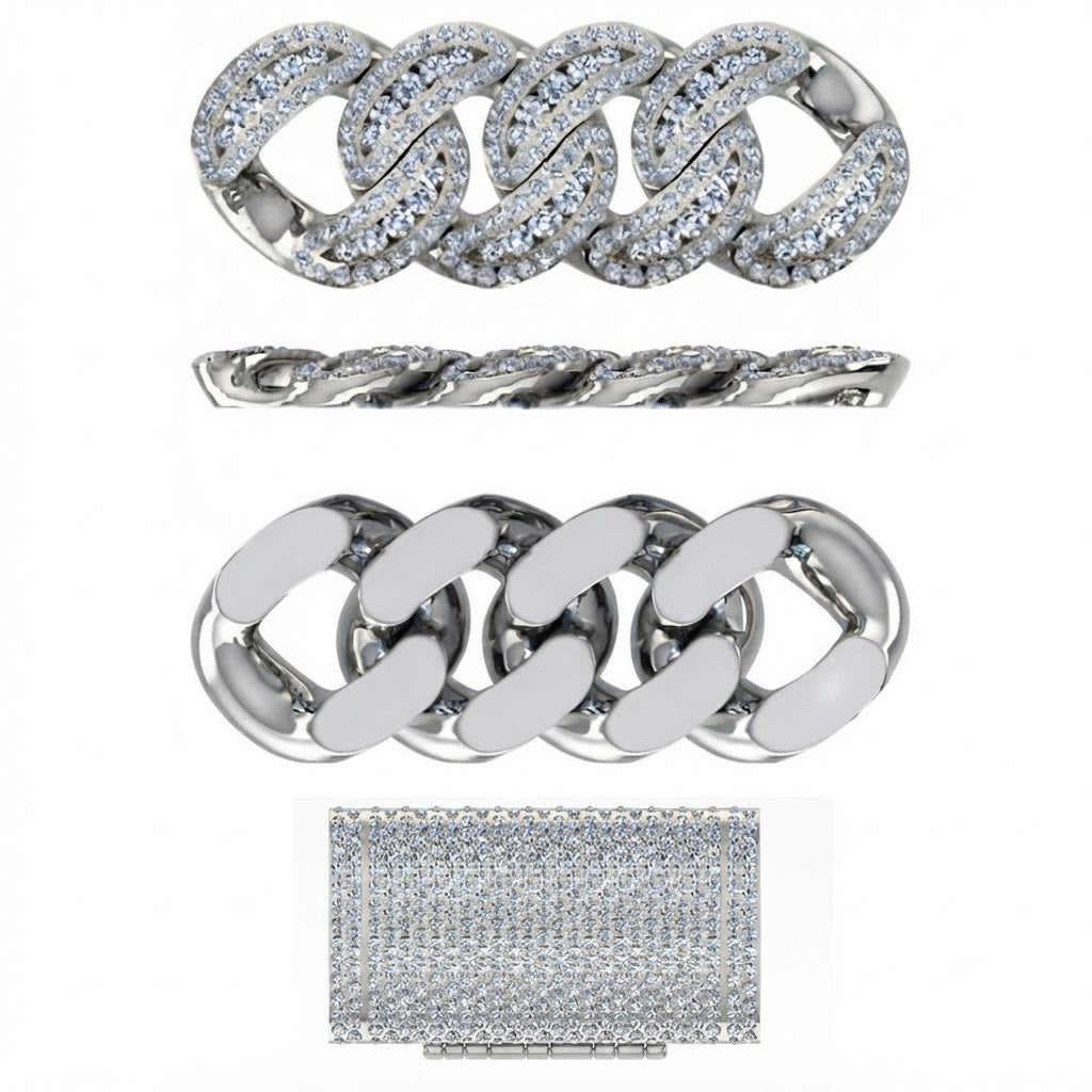 18MM Iced Miami Cuban Link Chain – 4.2MM Full Pavé Curb Link Pattern