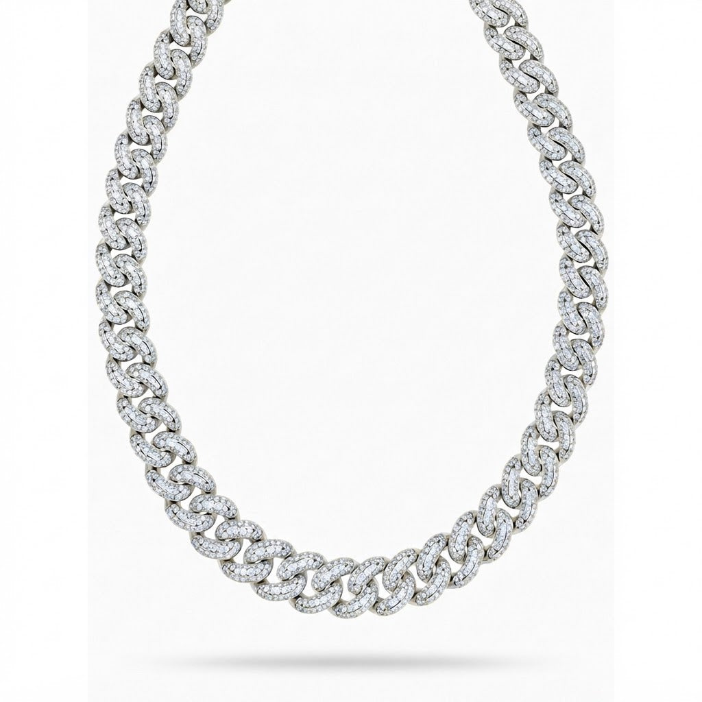 18MM Iced Miami Cuban Link Chain – 4.2MM Full Pavé Curb Link Pattern