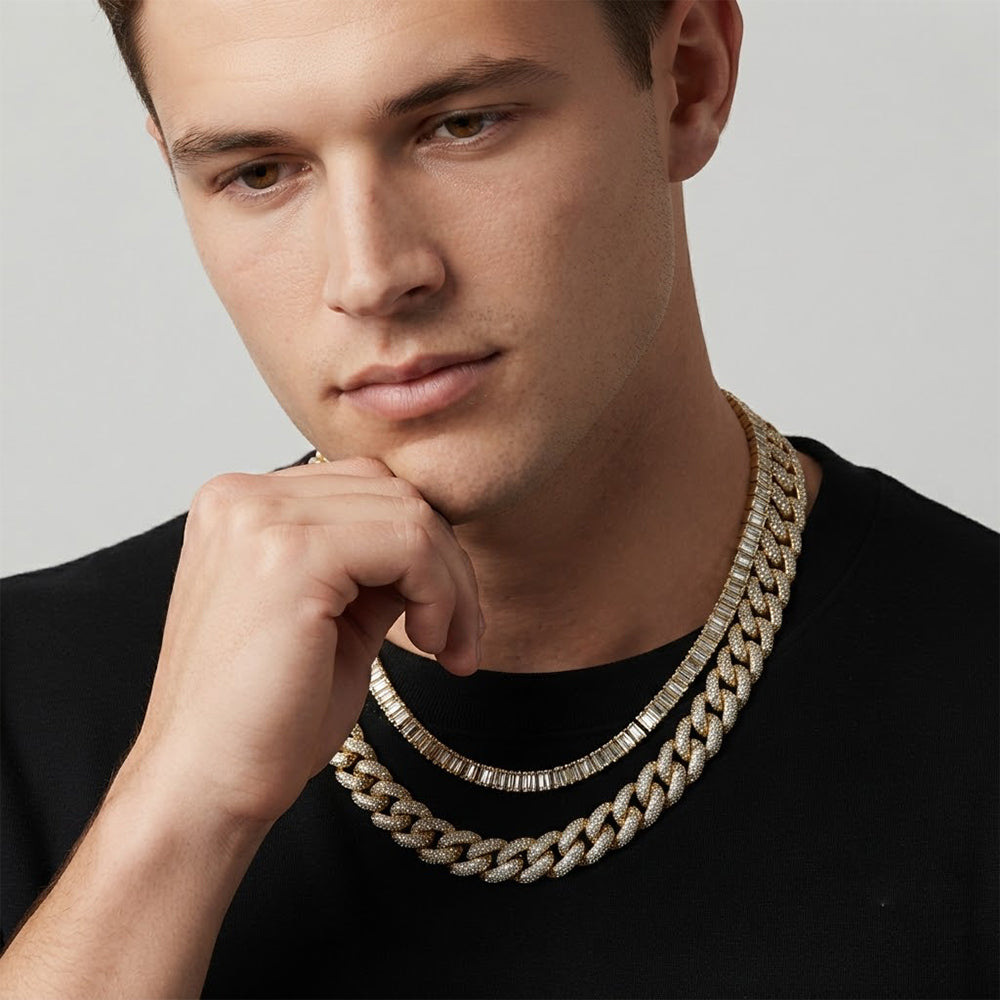 18MM Iced Miami Cuban Link Chain – 4.2MM Full Pavé Curb Link Pattern