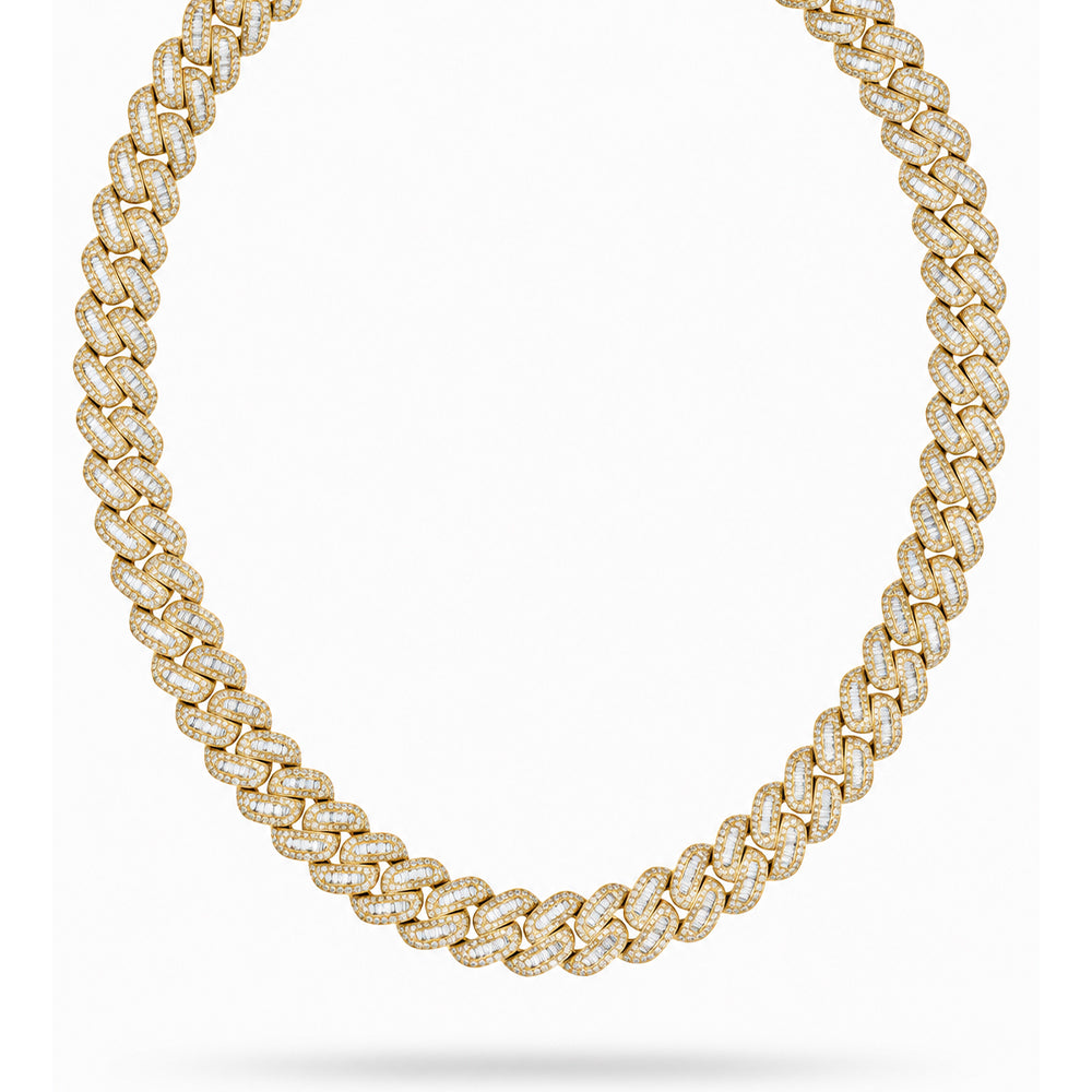 18MM Baguette Round Moissanite Diamond Iced Oval Shape Cuban Link Chain – 5.3MM