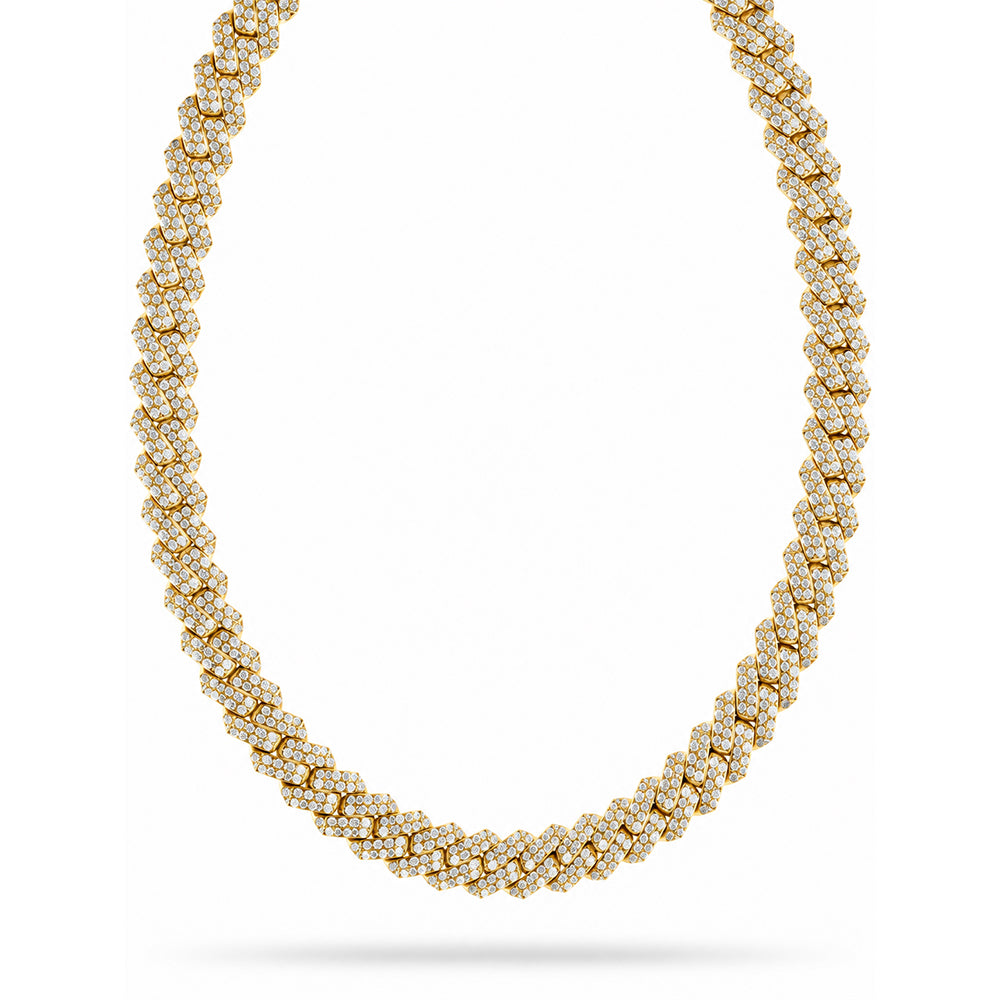 18MM Full Iced Rectangular Double Row Cuban Link Chain – 5.3MM Pavé Link Pattern