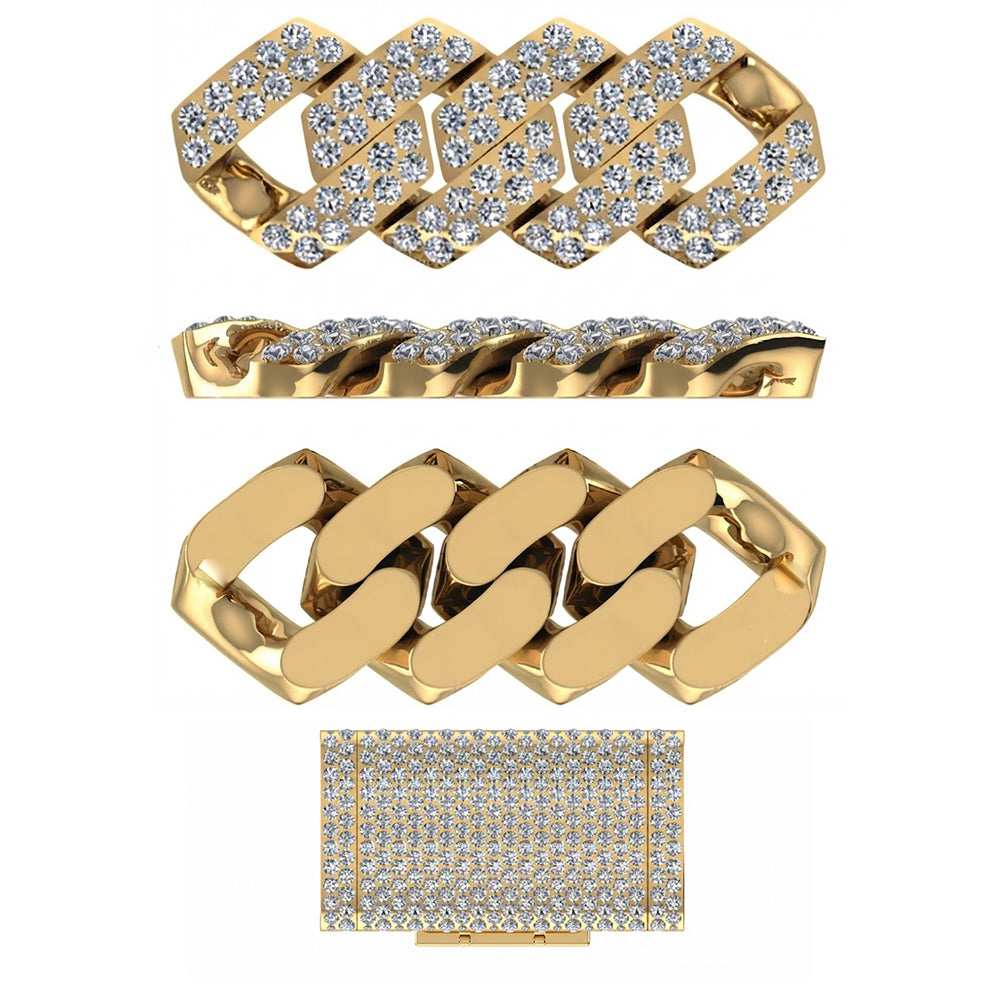 18MM Full Iced Rectangular Double Row Cuban Link Chain – 5.3MM Pavé Link Pattern