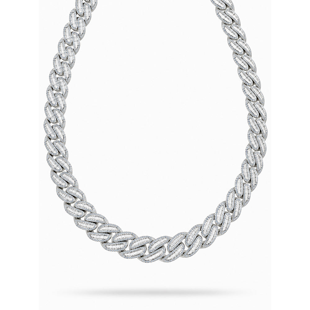 18MM Baguette Diamond Iced Oval Shape Cuban Link Chain – 5.5MM Pavé Pattern