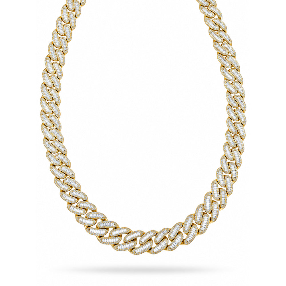 18MM Baguette Round Pavé Oval Shape Cuban Link Chain – 5.5MM Interlocking Pattern
