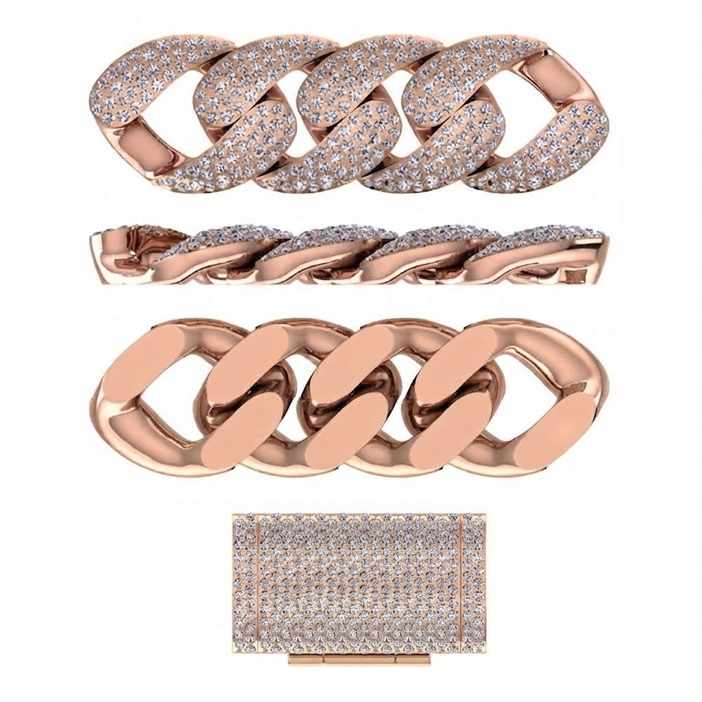 18MM Moissanite Diamond Pavé Iced Three Row Cuban Link Chain – 6MM