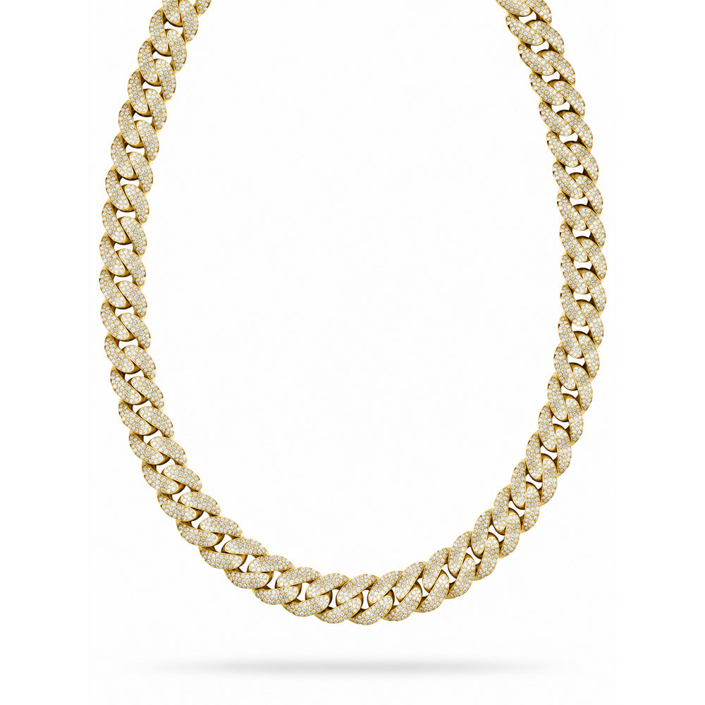 18MM Moissanite Diamond Pavé Iced Three Row Cuban Link Chain – 6MM