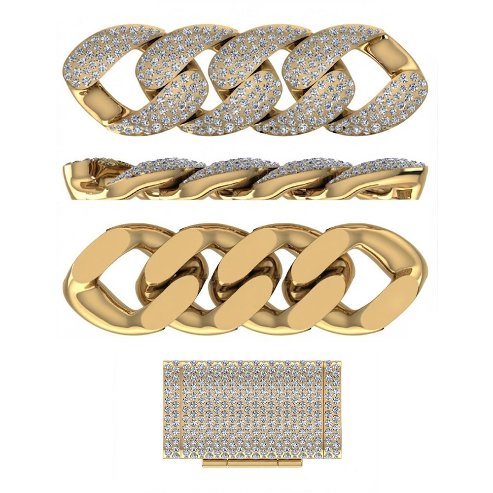 18MM Moissanite Diamond Pavé Iced Three Row Cuban Link Chain – 6MM