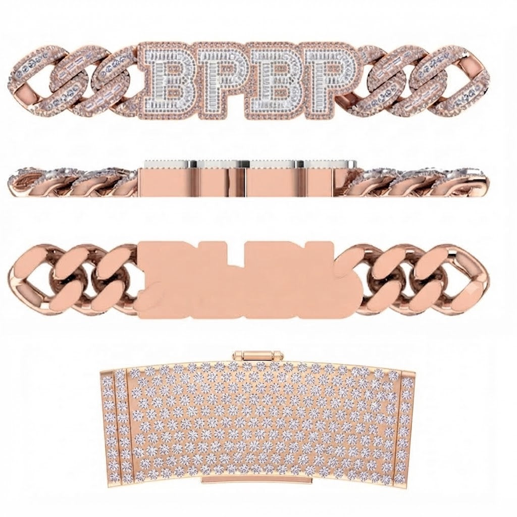18MM Moissanite Diamond Iced Out Custom BPBP Letter Cuban Link Chain