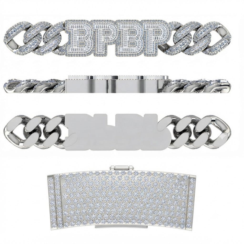 18MM Moissanite Diamond Iced Out Custom BPBP Letter Cuban Link Chain