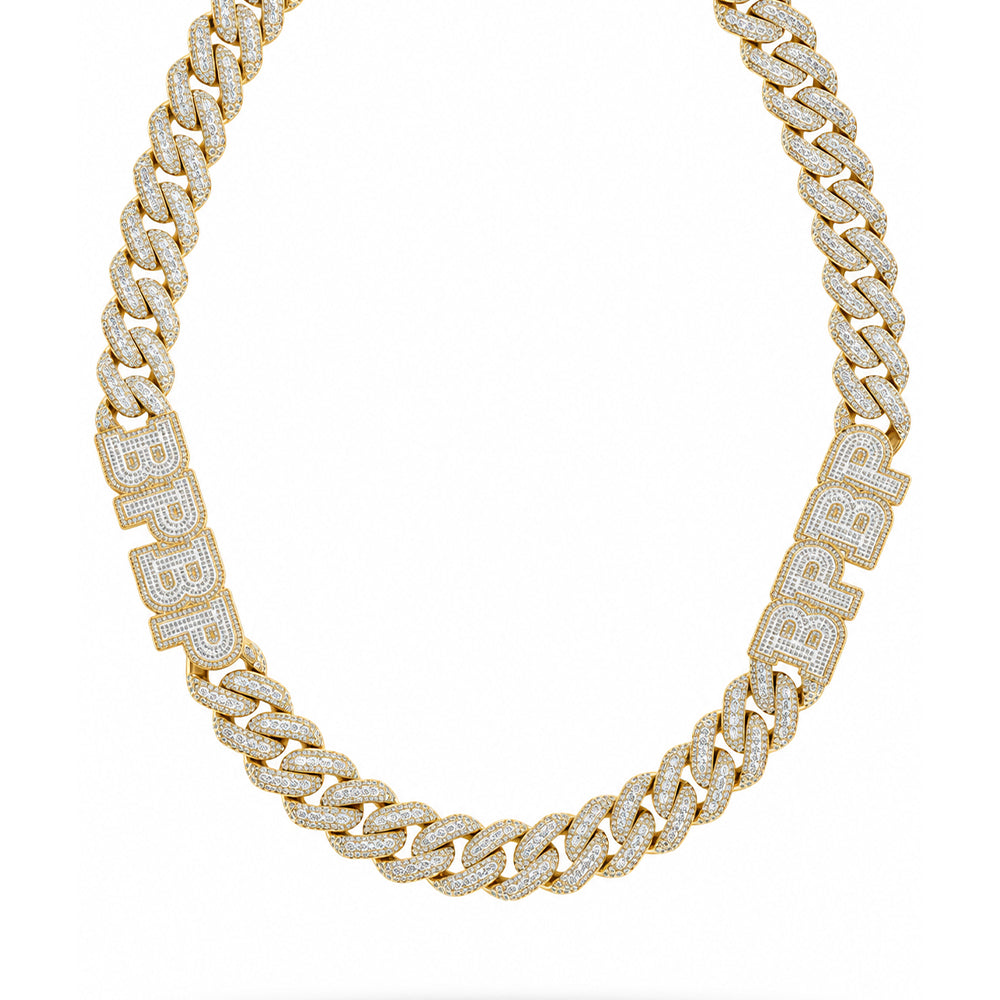 18MM Moissanite Diamond Iced Out Custom BPBP Letter Cuban Link Chain