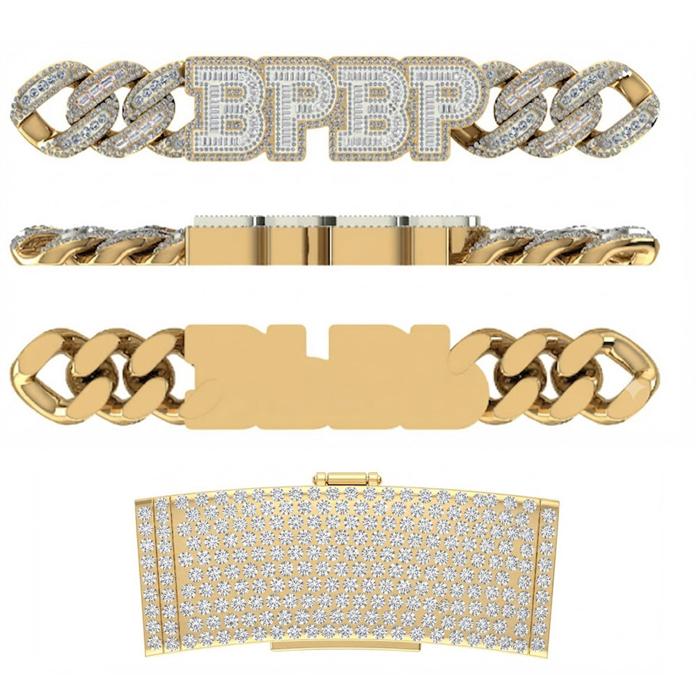 18MM Moissanite Diamond Iced Out Custom BPBP Letter Cuban Link Chain