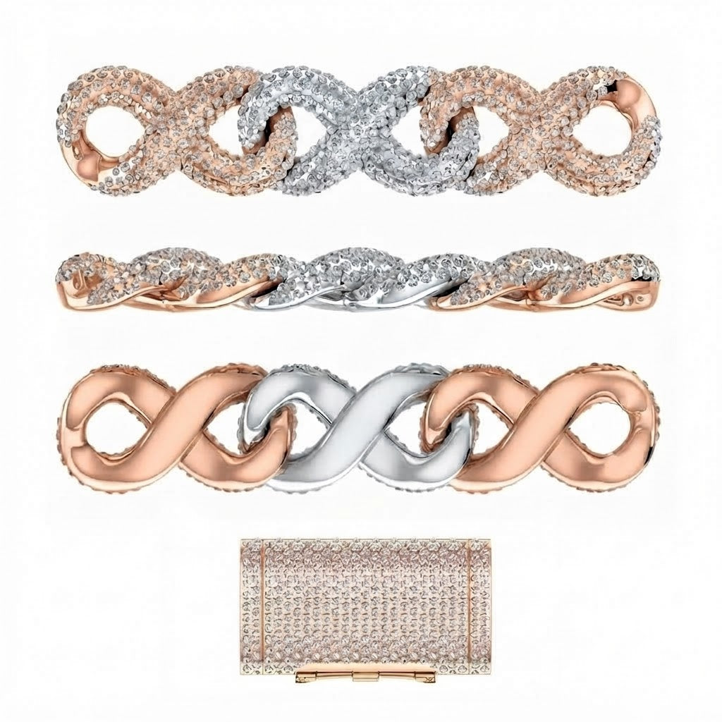20MM Two Tone Moissanite Iced Infinity Link Chain – 10MM Interlocking Figure Eight Pattern