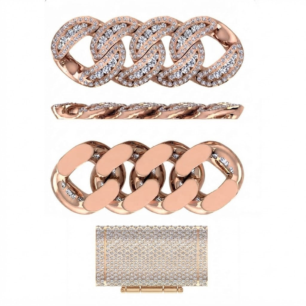 22MM Moissanite Diamond Iced Double Oval Shape Cuban Link Chain – 5.2MM Wide