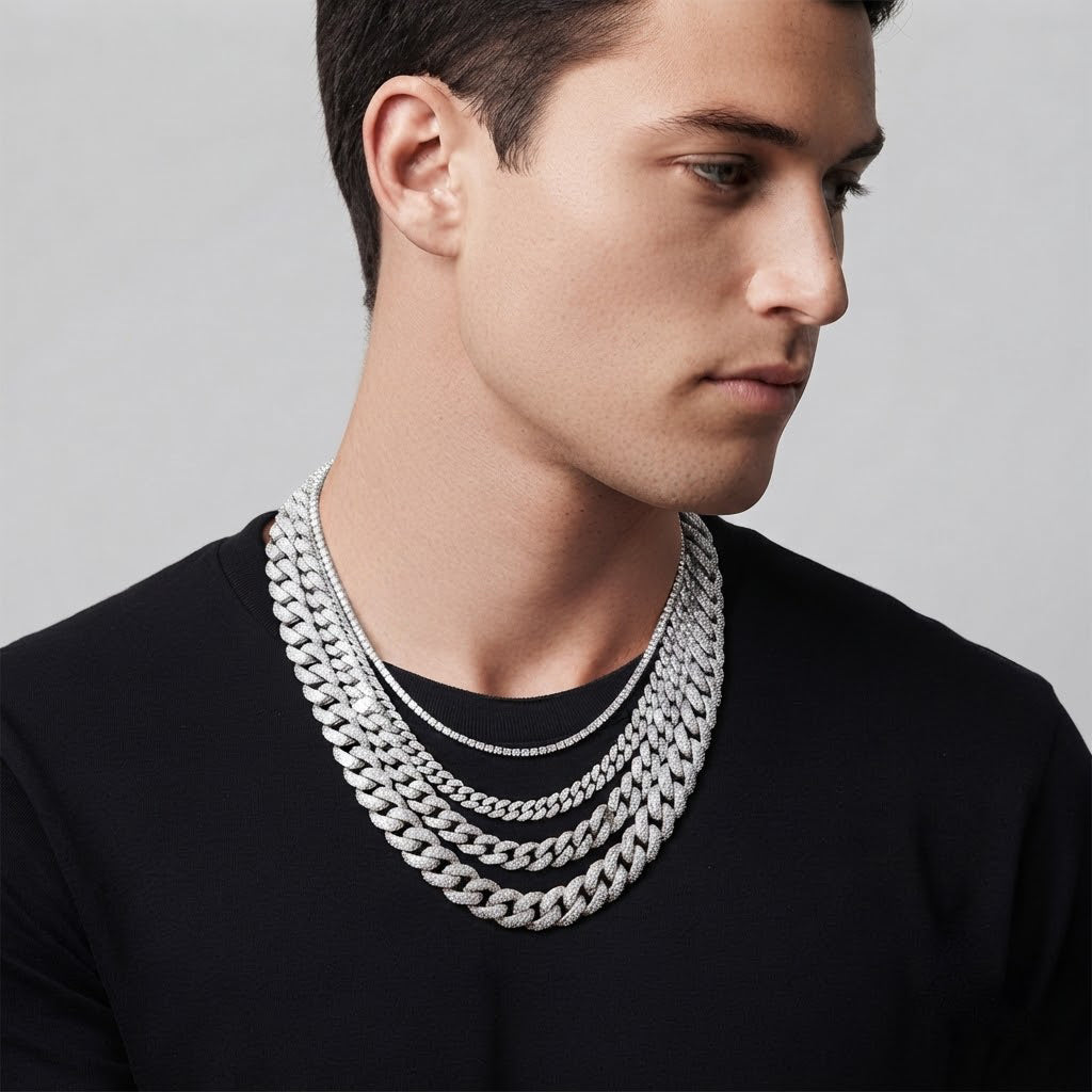 22MM Moissanite Diamond Iced Double Oval Shape Cuban Link Chain – 5.2MM Wide