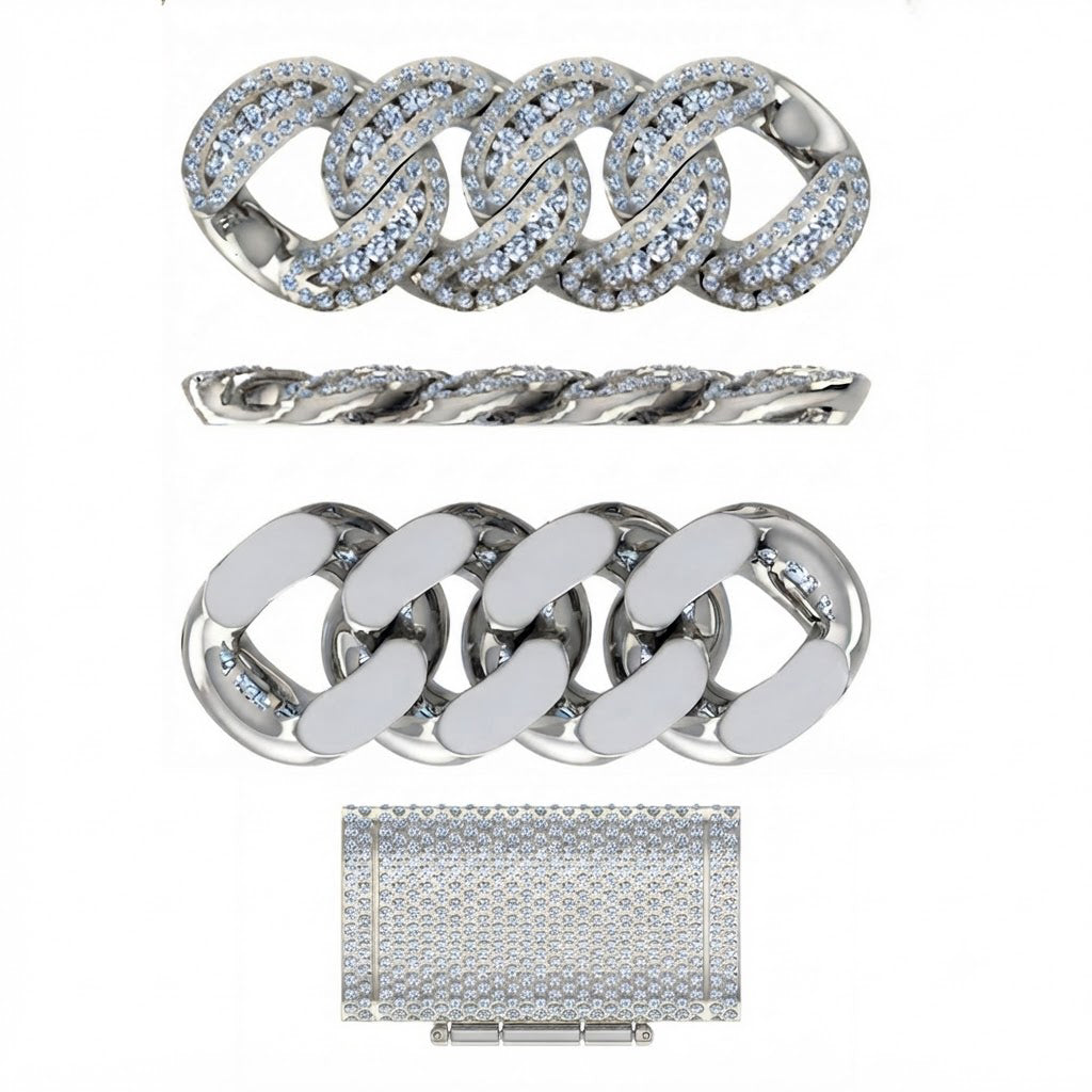 22MM Moissanite Diamond Iced Double Oval Shape Cuban Link Chain – 5.2MM Wide