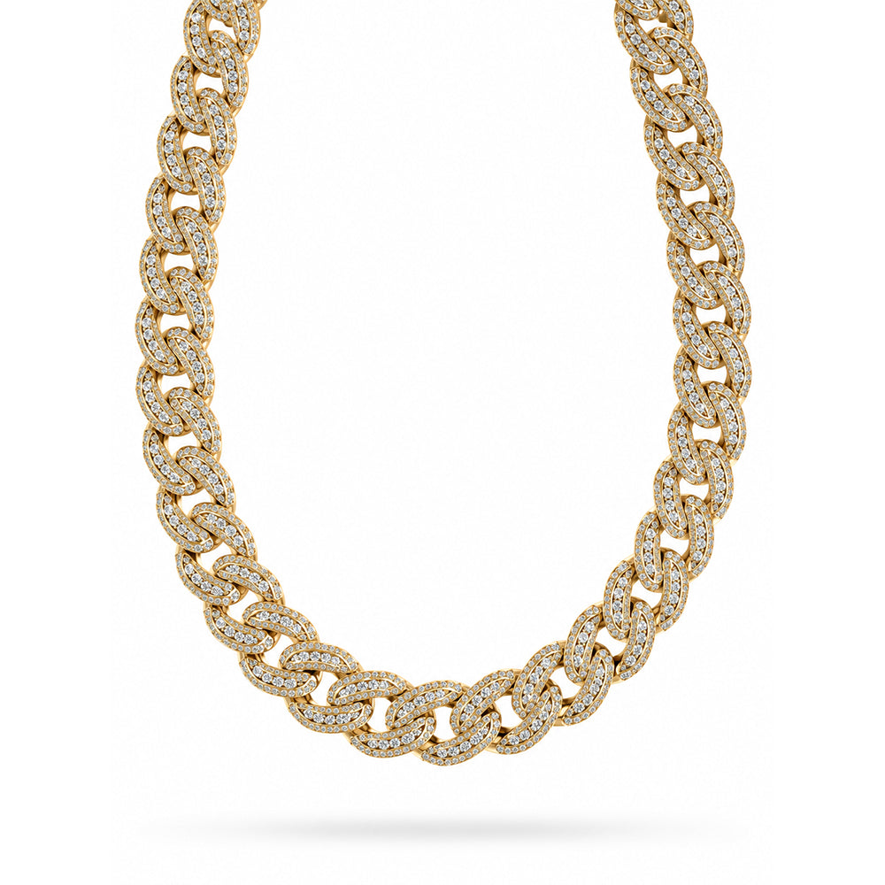 22MM Moissanite Diamond Iced Double Oval Shape Cuban Link Chain – 5.2MM Wide