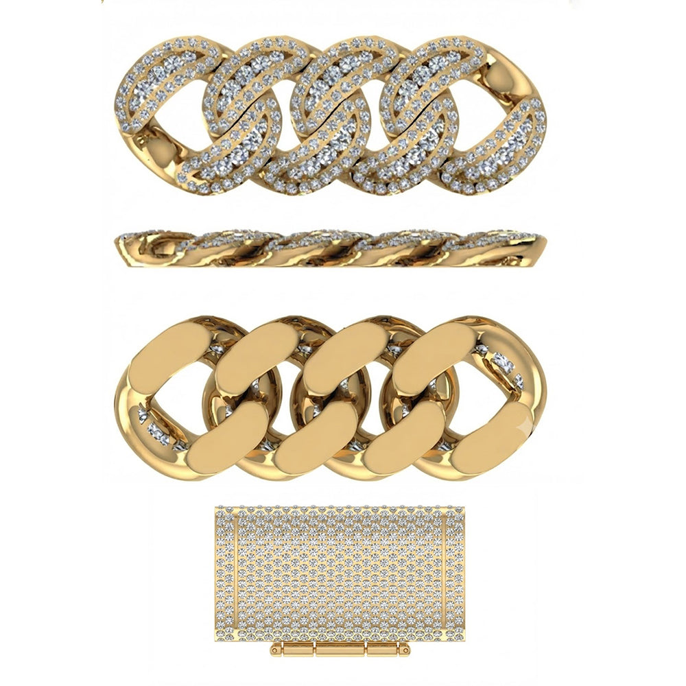 22MM Moissanite Diamond Iced Double Oval Shape Cuban Link Chain – 5.2MM Wide