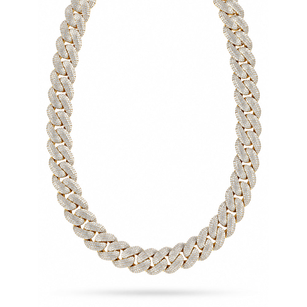 22MM Moissanite Round Diamond Fully Pave Cuban Link Chain – 7MM Wide