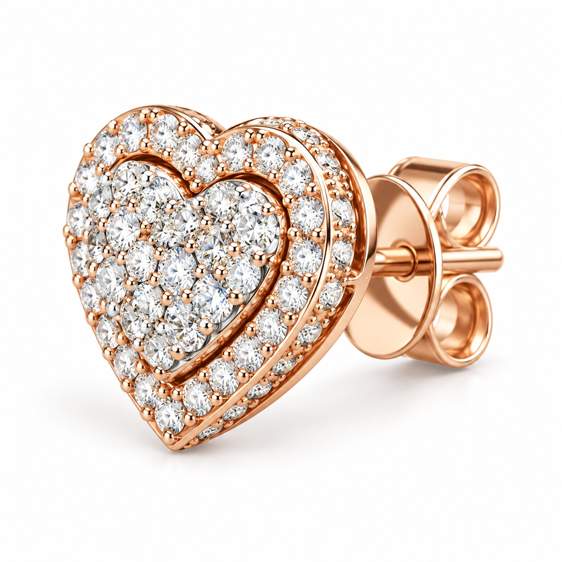 Round Heart Shape Screw Back Moissanite Diamond Men Earring