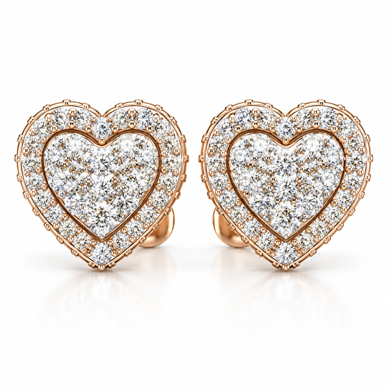 Round Heart Shape Screw Back Moissanite Diamond Men Earring