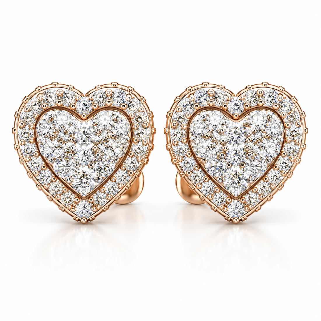 Round Heart Shape Screw Back Moissanite Diamond Men Earring