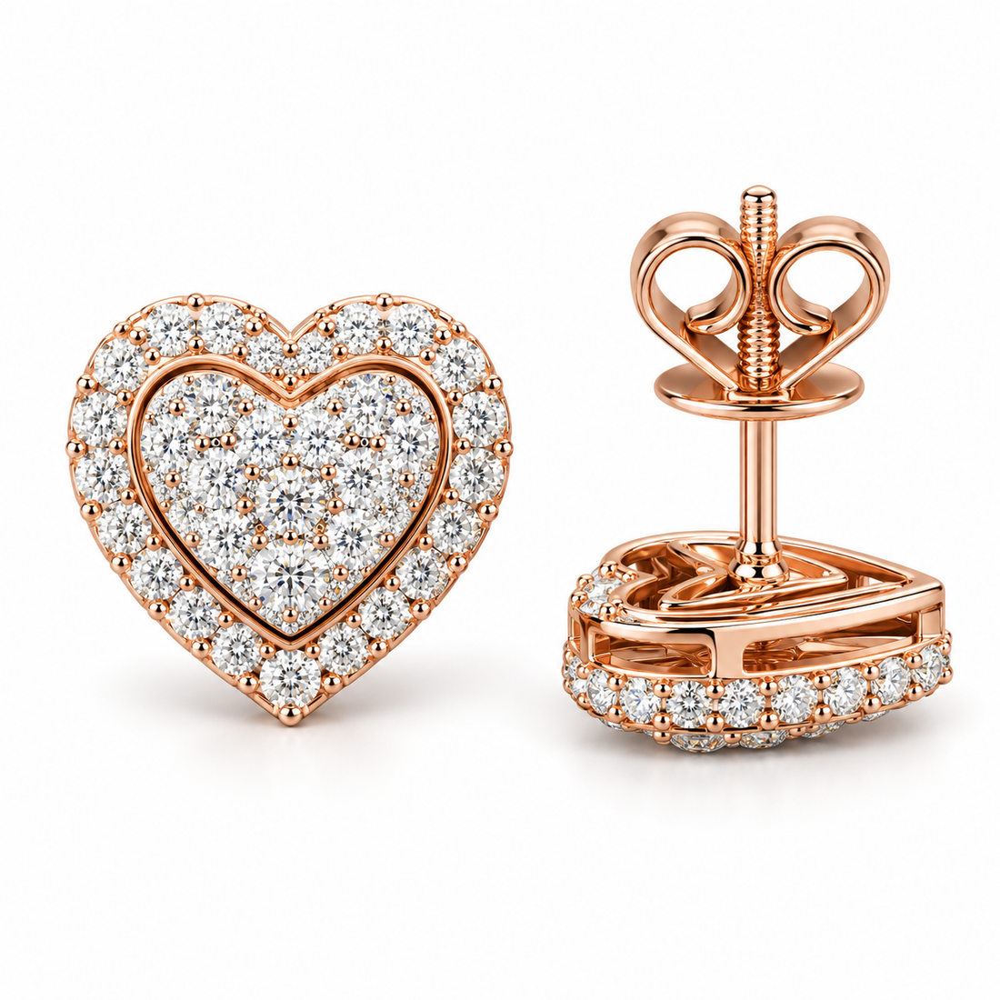 Round Heart Shape Screw Back Moissanite Diamond Men Earring