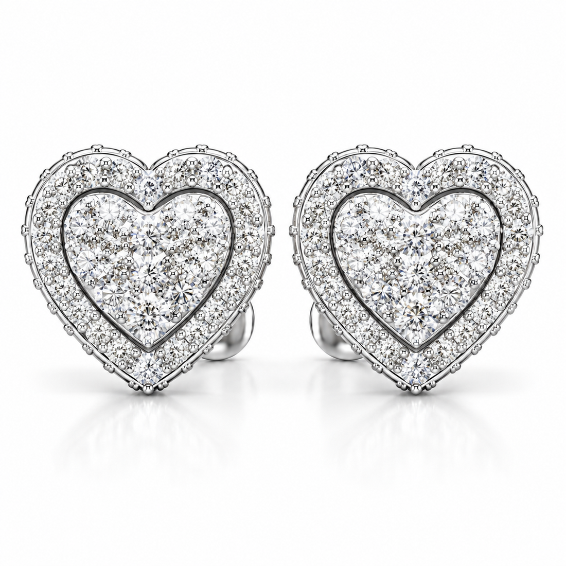 Round Heart Shape Screw Back Moissanite Diamond Men Earring