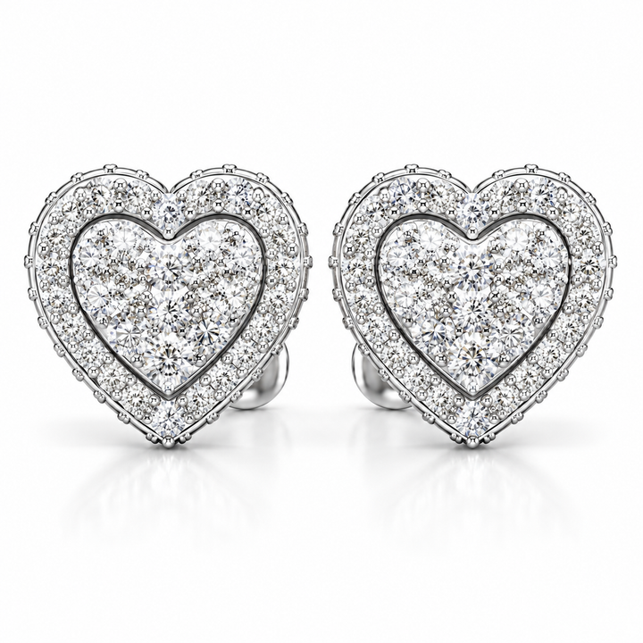 Round Heart Shape Screw Back Moissanite Diamond Men Earring