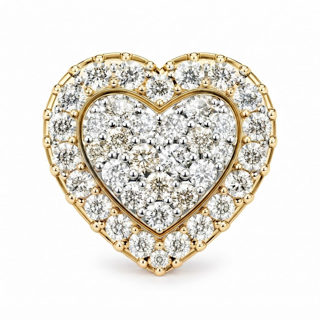 Round Heart Shape Screw Back Moissanite Diamond Men Earring