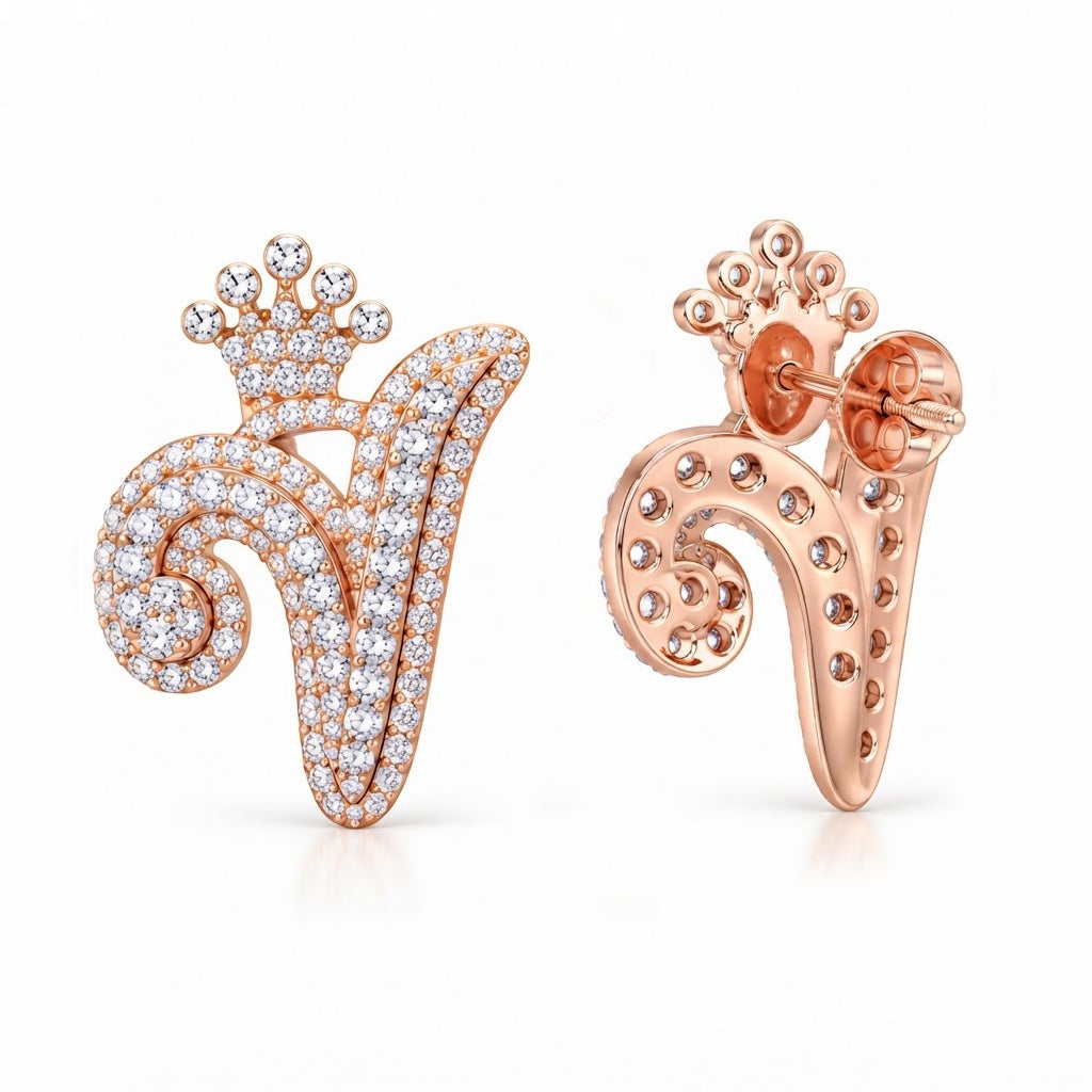 Round Crown Moissanite Diamond Men Earring