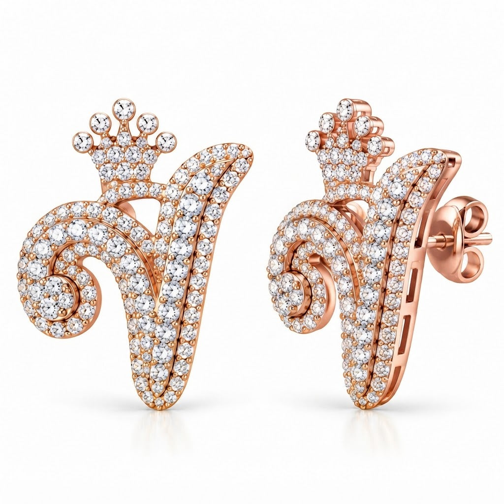Round Crown Moissanite Diamond Men Earring