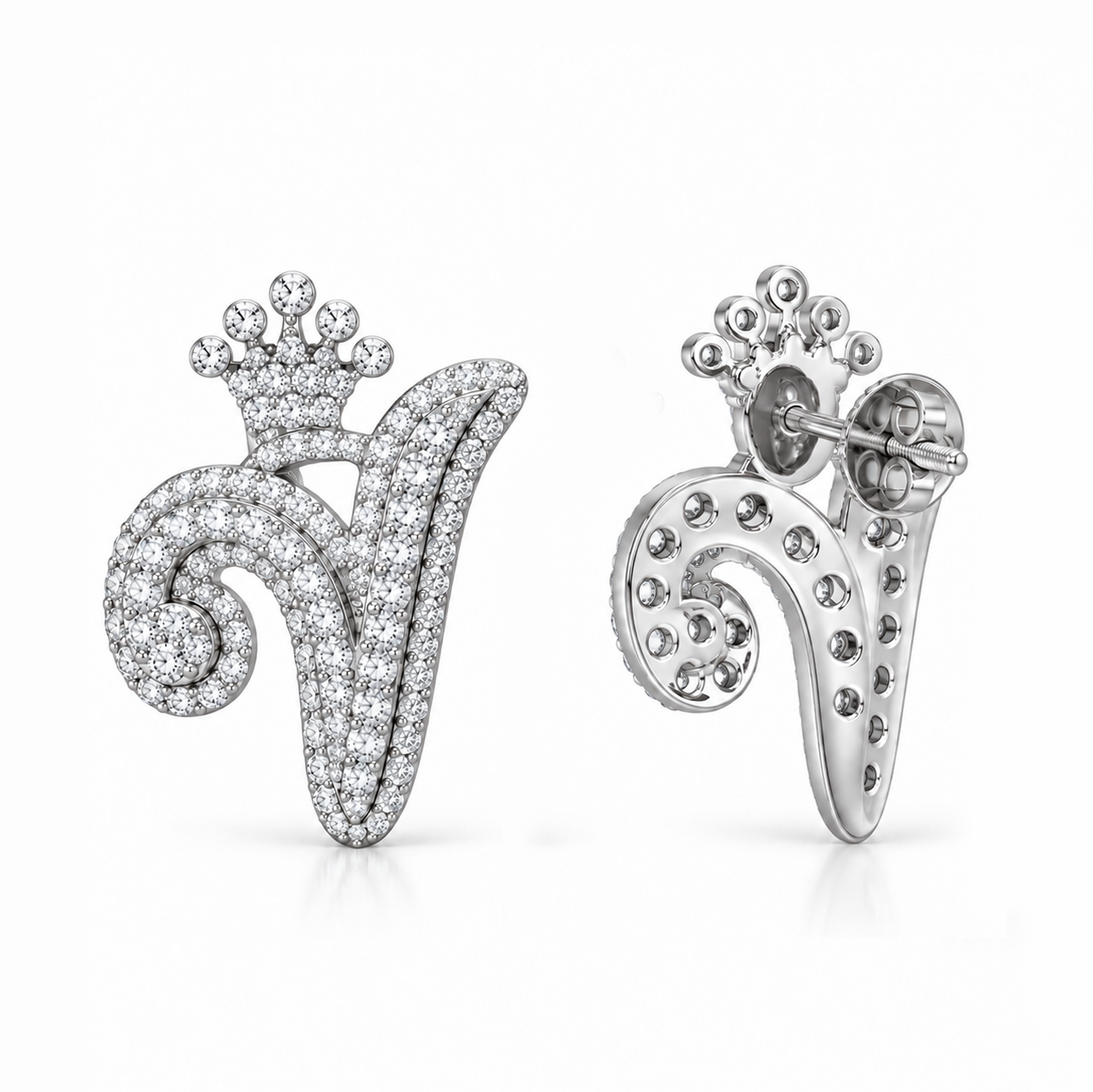 Round Crown Moissanite Diamond Men Earring