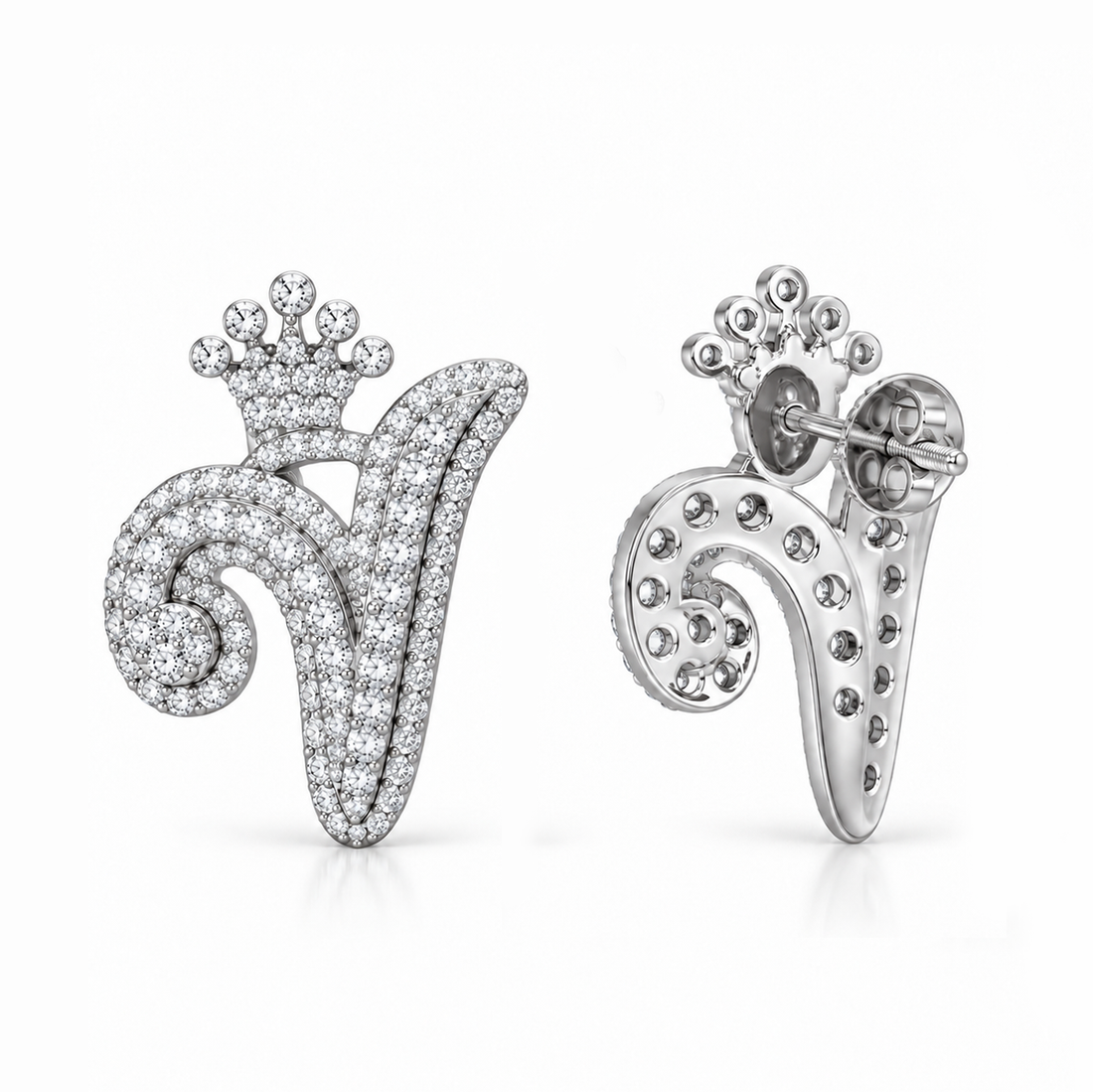 Round Crown Moissanite Diamond Men Earring