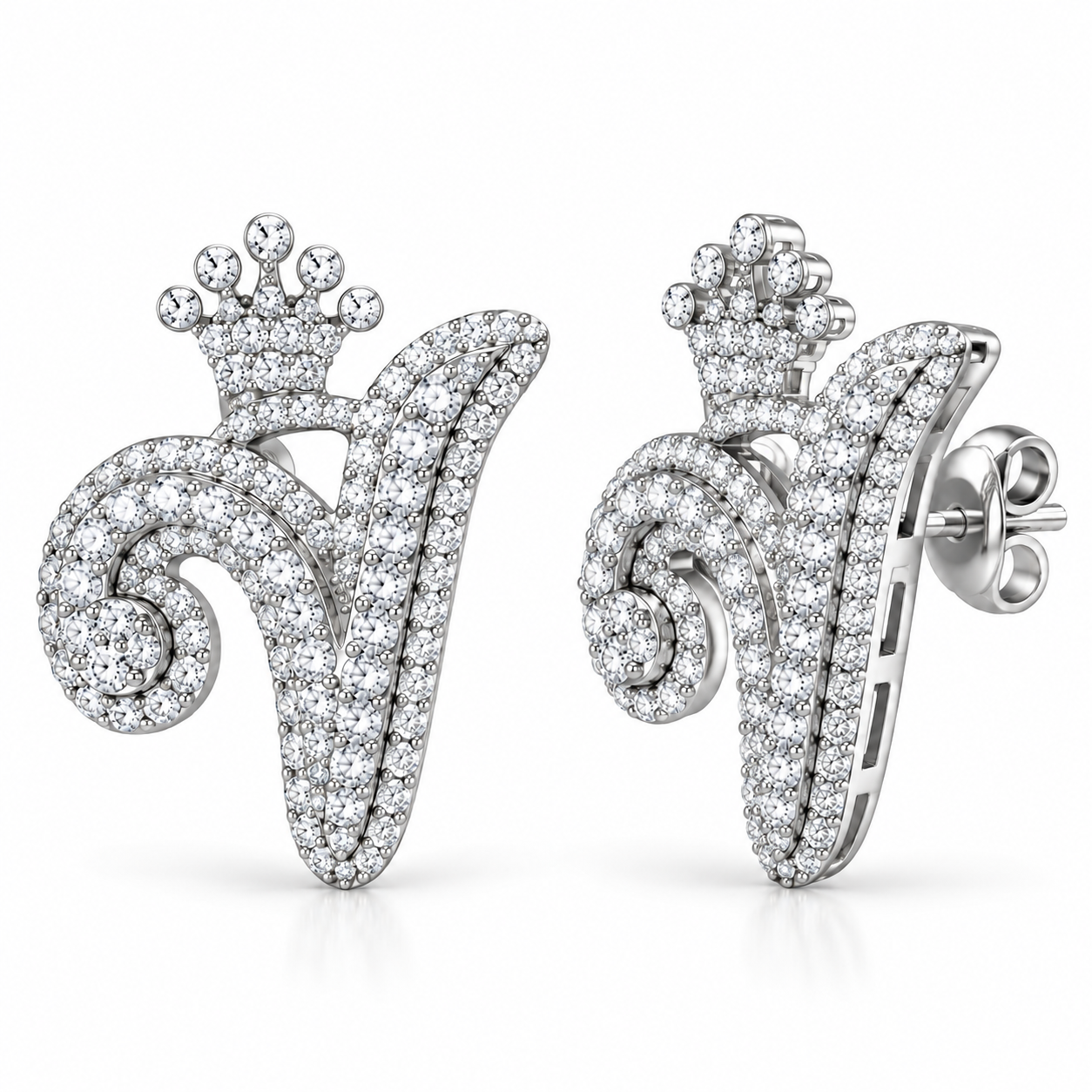 Round Crown Moissanite Diamond Men Earring