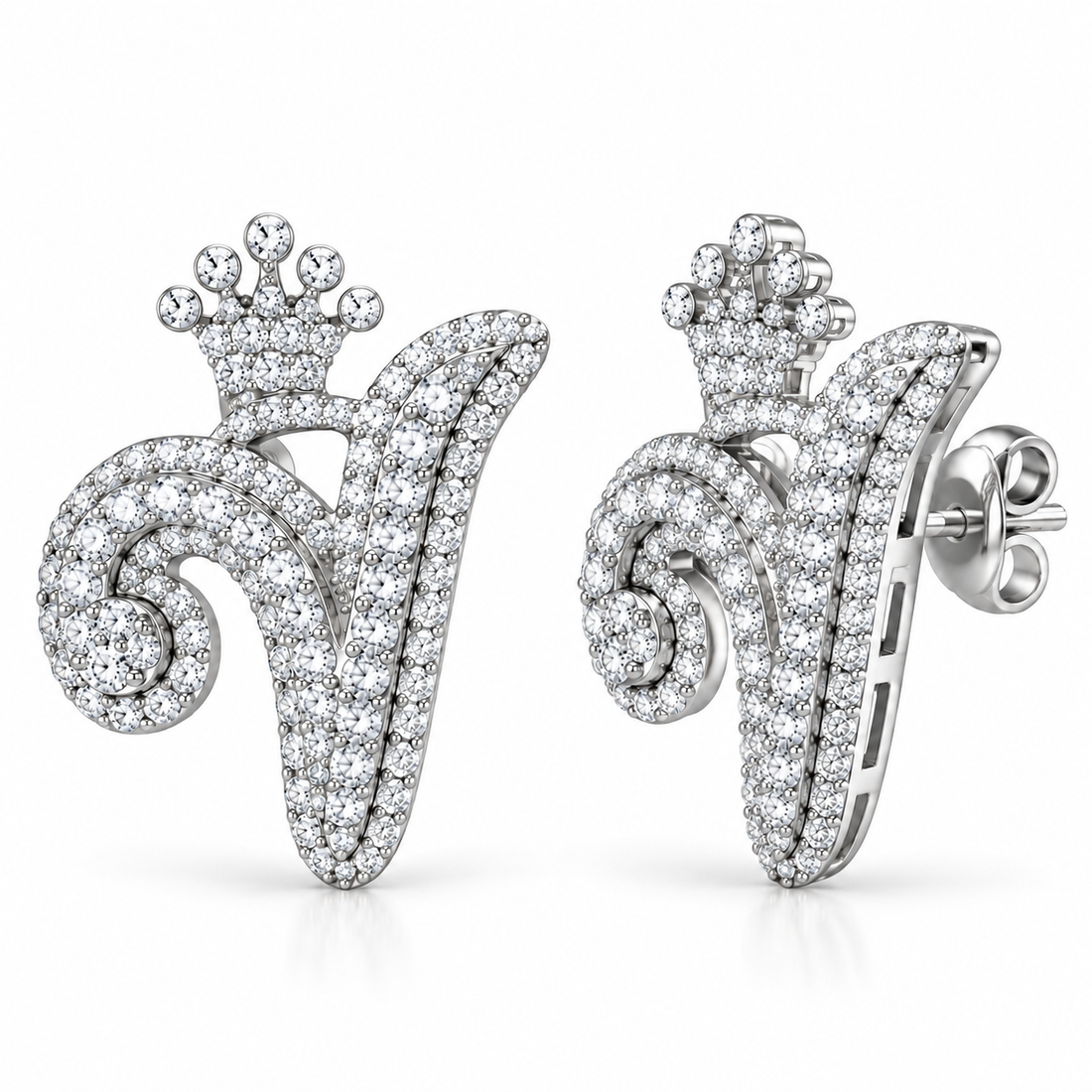 Round Crown Moissanite Diamond Men Earring