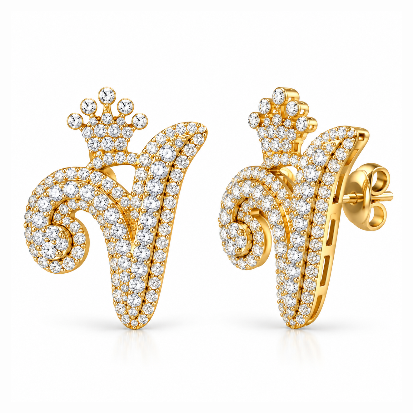 Round Crown Moissanite Diamond Men Earring